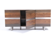 Custom Living Room Buffet Cabinet With 3 Doors Stainless Steel Metal Base