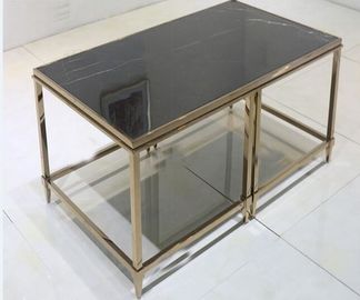 주문 방 커피 테이블 검은 동시대 돌 윗쪽 테이블을 하는 금속 프레임 온라인 제조