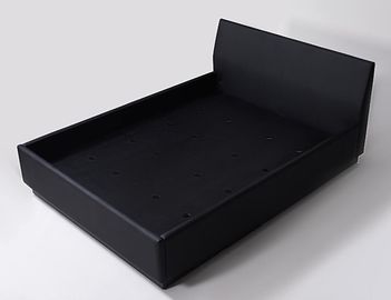 주문 검은 박판 제품 토대와 검은 비닐 완전히 실내 장식된 크기 왕 호텔 침실 침대 온라인 제조