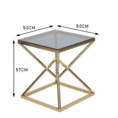 주문 50x50cm 현대 0.47cbm 스테인레스 강과 글라스 커피 테이블 온라인 제조
