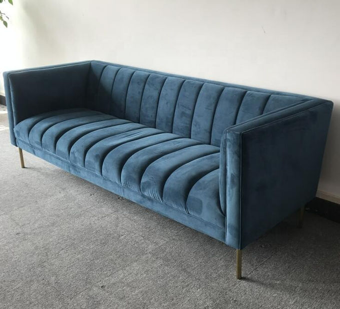 블루 벨벳은 3개 석 221x76x78cm 거실 소파를 투프테드 1