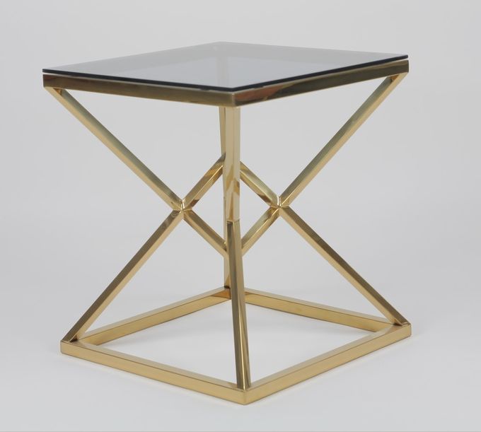 50x50cm 현대 0.47cbm 스테인레스 강과 글라스 커피 테이블 3