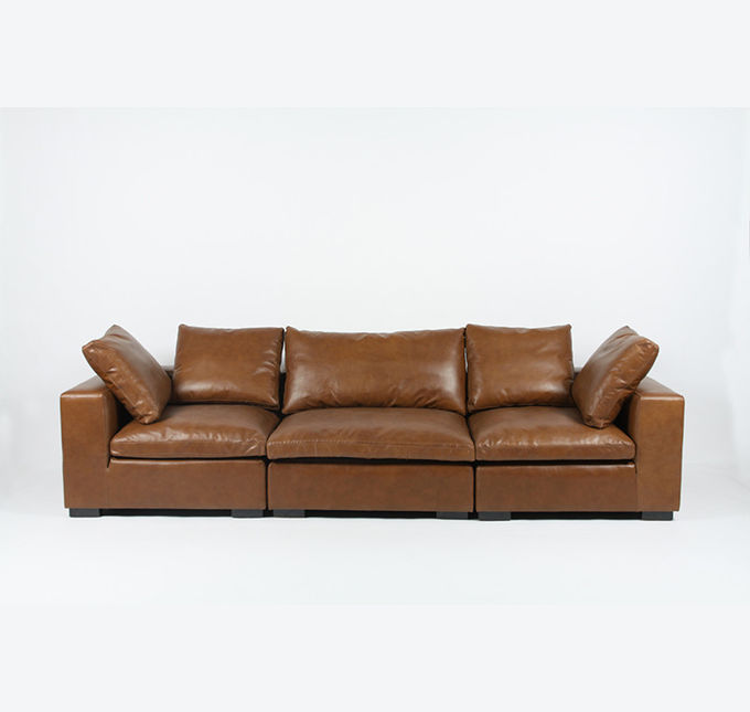 거실을 위해 놓이는 암소 가죽 3 Seater 현대 가죽 소파 1